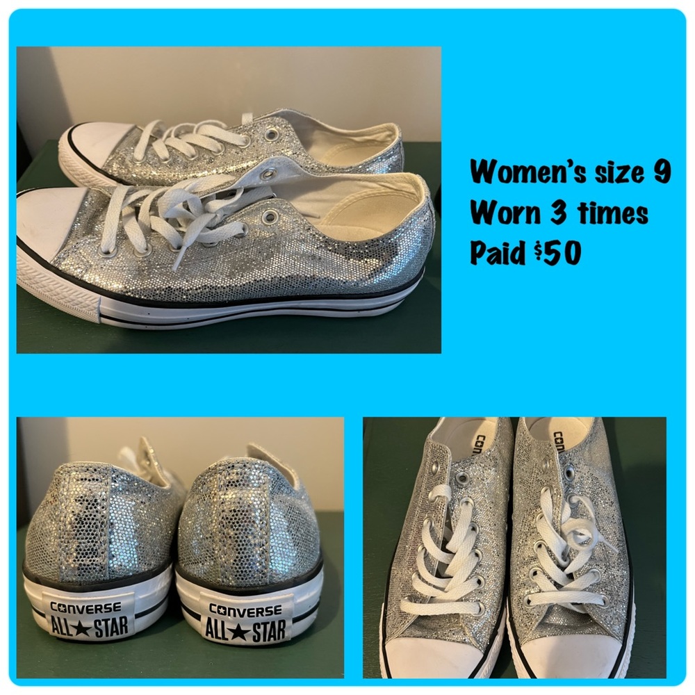 Women’s silver Converse Chuck Taylors